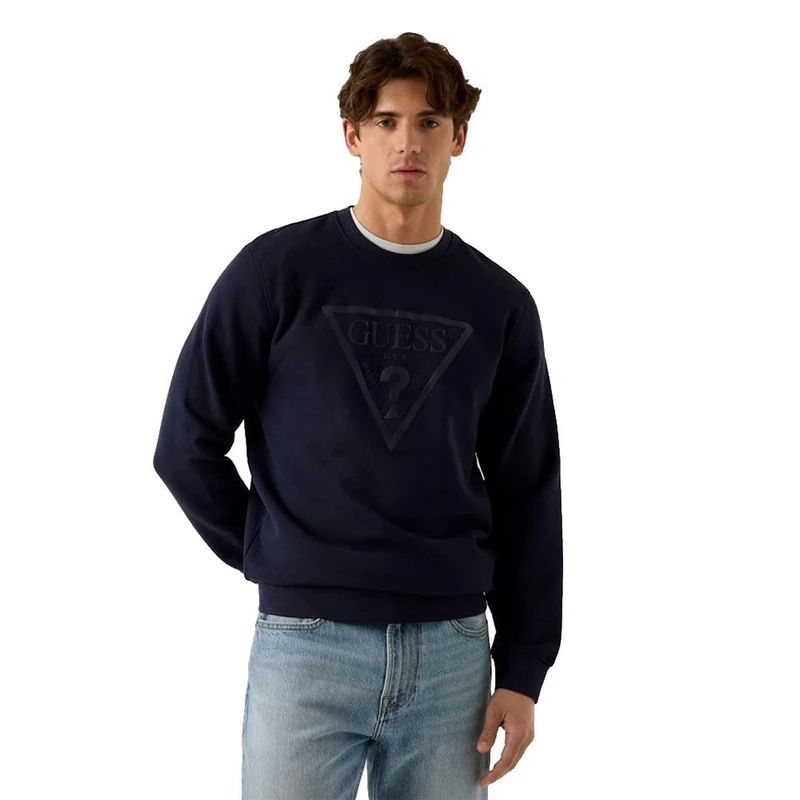 Guess Sweatshirt Men Audley Fleece Slim Fit Blue