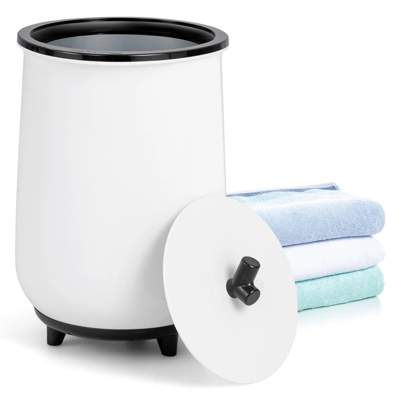 RELAX4LIFE 20L Towel Warmer Bucket, Luxury Large Electric Towel Heater with 3-Level Heating, Timers and Auto Shut Off, Portable Spa Bath Blankets Warmer for Bathrobes Blanket (White+Black)