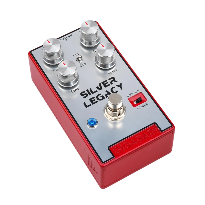 Gigagain GP06 Silver Legacy Overdrive Guitar Pedal – Transparent Low Gain Overdrive, Clean Boost to Light Drive, Open Tone, Dynamic Response, True Bypass, Compact Metal Pedal