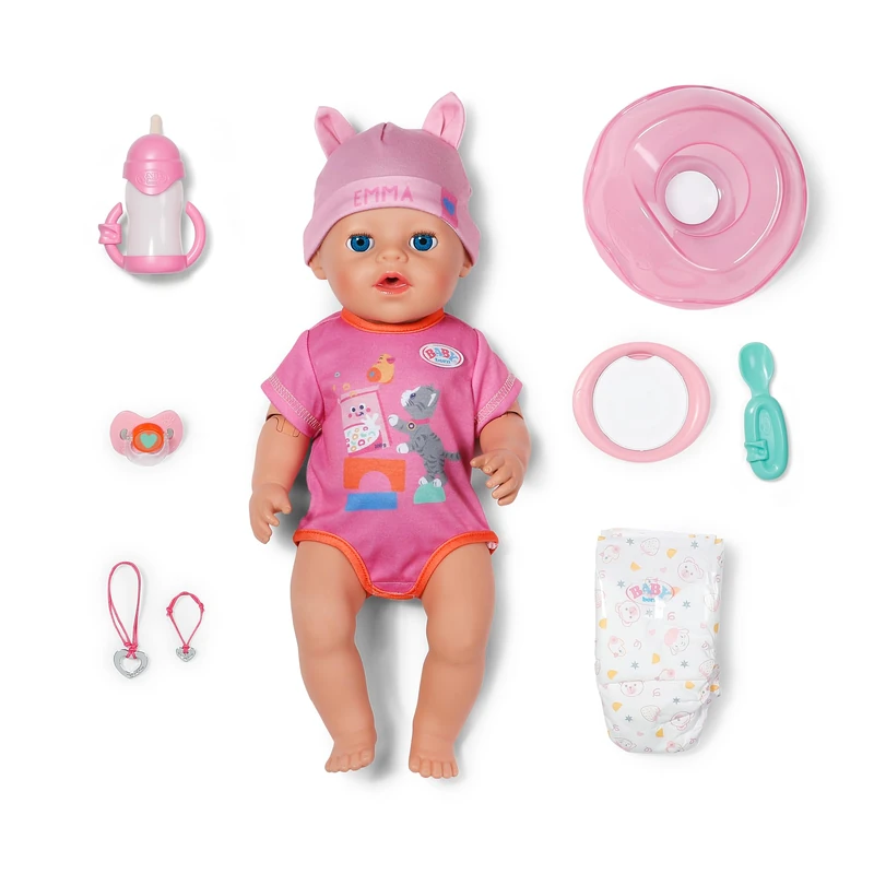 BABY born Emma, new with Click & Play function – 43 cm baby doll with 10 functions & accessories, works without batteries