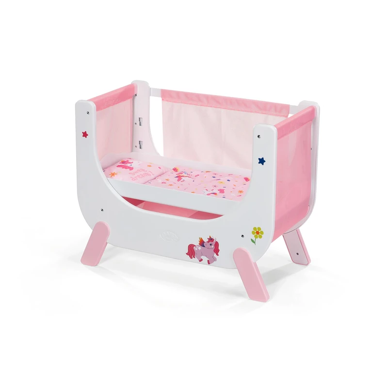 BABY born Unicorn Bed – doll bed with adjustable height & side panels – for 36 cm & 43 cm dolls
