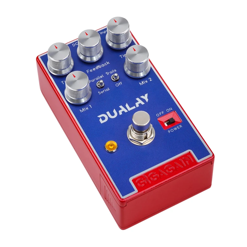 Gigagain GP07 Dualay Dual Delay Guitar Pedal – Dual Delay Effects, Digital Delay with Tap Tempo Style Control, Ambient Echo, Stereo Style Repeats, True Bypass, Compact Metal Pedal