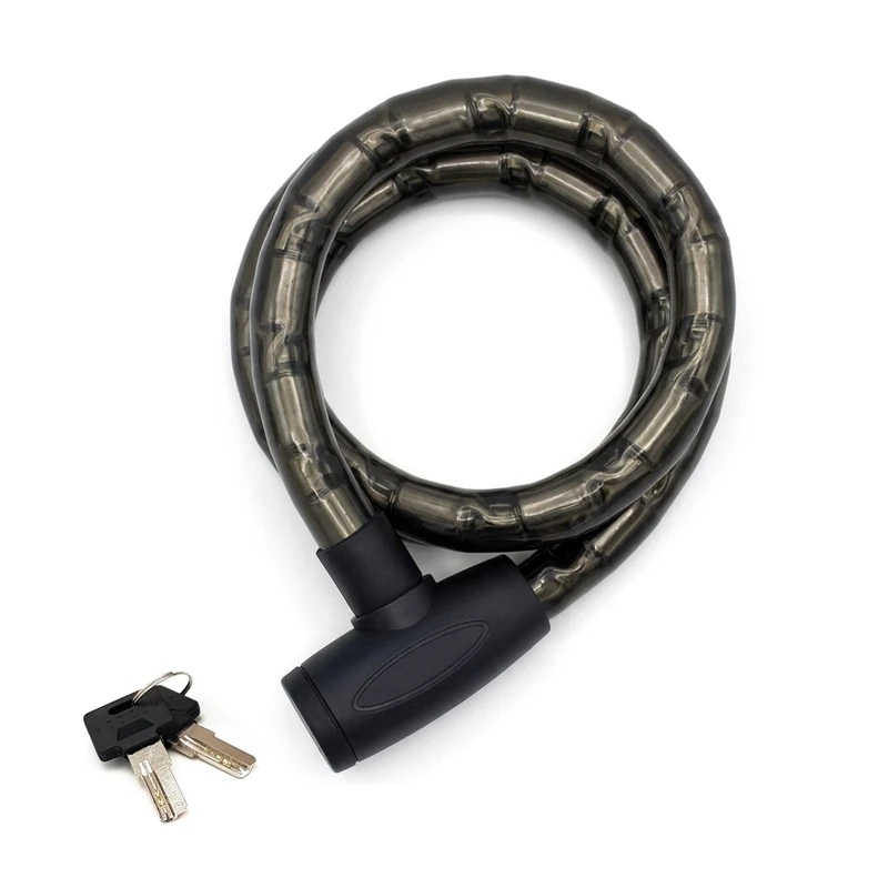 120 cm Motorcycle Lock, Armored Steel Cable, Lock for Bicycles and Scooters, 22 mm Diameter Motorcycle Anti-Theft Chain, 2 Keys, Scratch-Resistant Protective Cover, Waterproof, Motorcycle Accessories