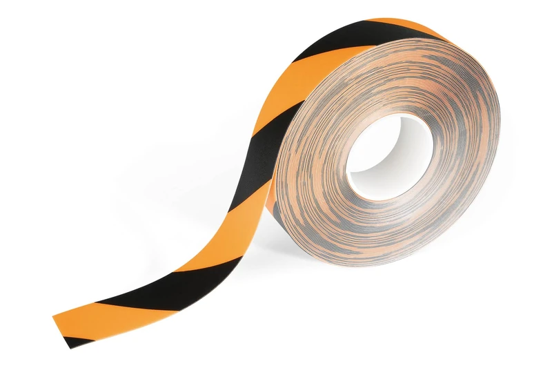 Durable Floor Marking Tape Duraline - Self-Adhesive and Anti-Slip Floor Tape - 50mm x 0.5mm x 30m (WxHxL) - Black and Yellow 30 Metre Roll