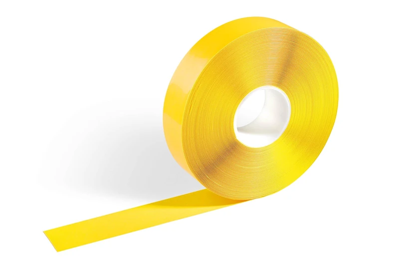 Durable Floor Marking Tape Duraline - Self-Adhesive and Anti-Slip Floor Tape - 50mm x 0.5mm x 30m (WxHxL) - Silky Yellow 30 Metre Roll