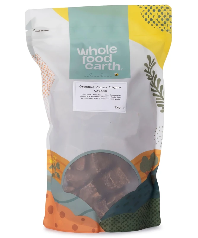 Wholefood Earth Organic Cacao Liquor Chunks 1kg | Organic | Vegan | 100% Cacao