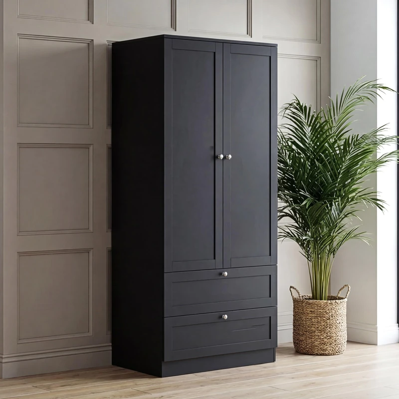 Vida Designs Altino 2 Door 2 Drawer Wardrobe, Black