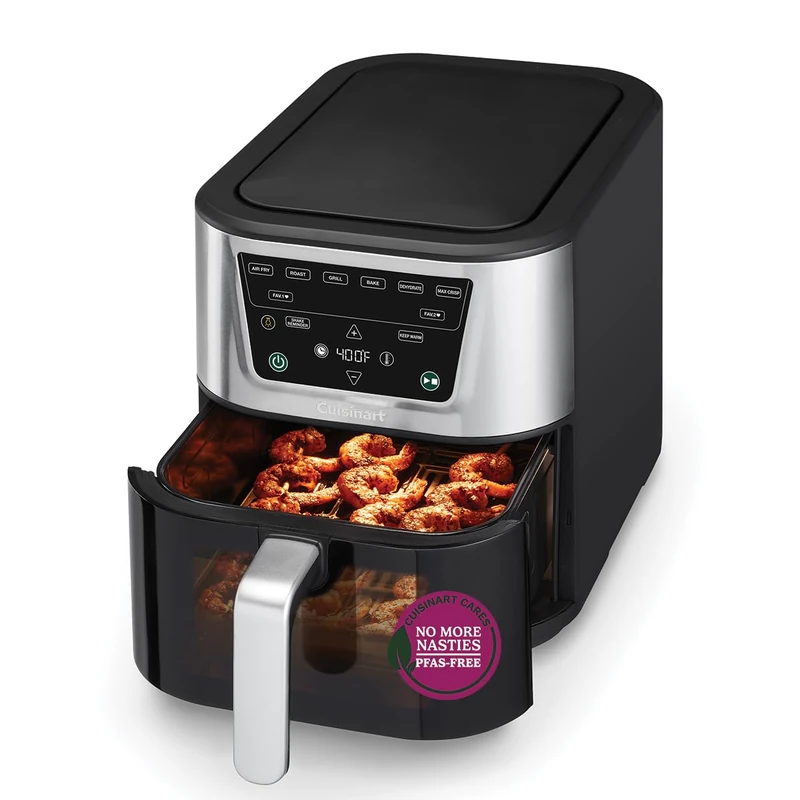 Cuisinart Compact Max Air Fryer|Our Biggest ever single drawer air fryer|PFAS Free|Cooking windows| 7-in-1 Air Fry, Roast, Grill, Bake, Dehydrate, Max Crisp, and Keep Warm|36% slimmer footprint
