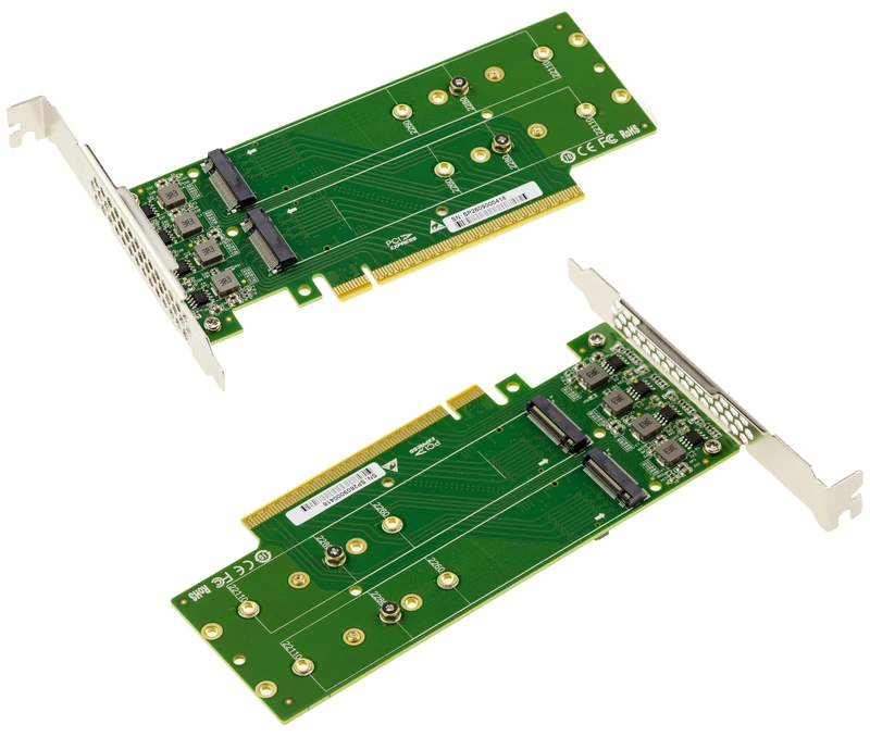 KALEA-INFORMATIQUE PCIe Gen 5.0 x16 Controller Card for 4 M.2 NVMe M Key Double-Sided SSD Support Gen5 128Gbps/s per SSD
