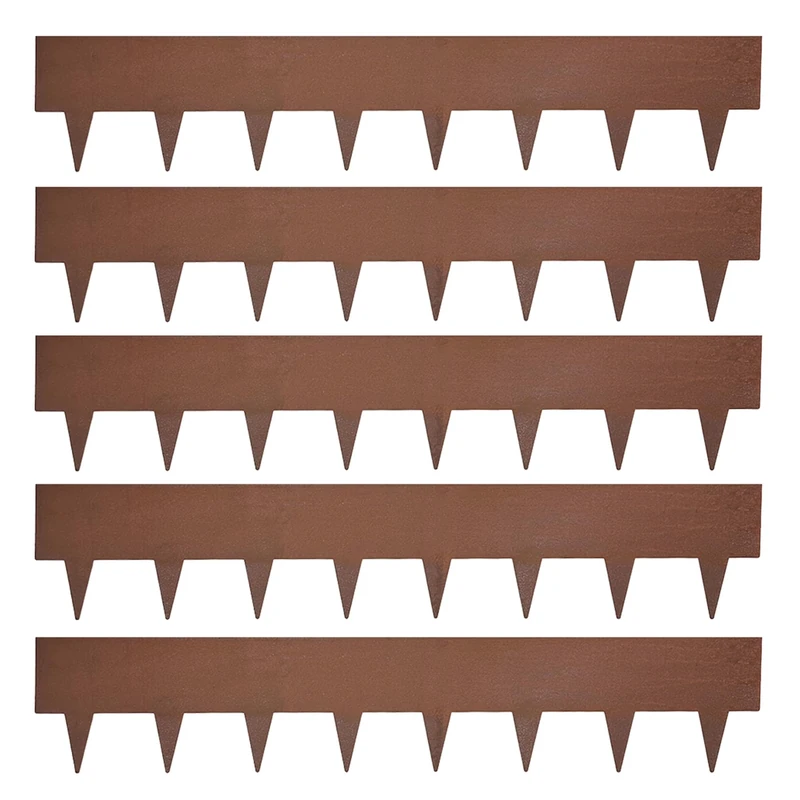 Nicoman 5M Corten Lawn Edging Border,Pre-Rusted Galvanised Steel Garden Border Edging, Easy to install Flexible Grass Landscaping Pathway Edge Strip (Corten, 200mm-5pc)