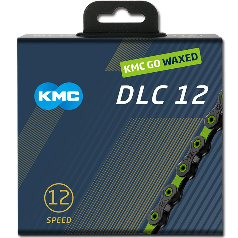 KMC DLC12 Waxed 12 Speed Chain, Black/Apple Green, 126 Link