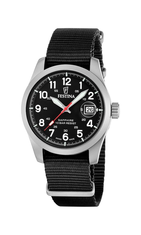 Festina Swiss Made Mens Stainless Steel Watch with Nylon Strap F20082/3