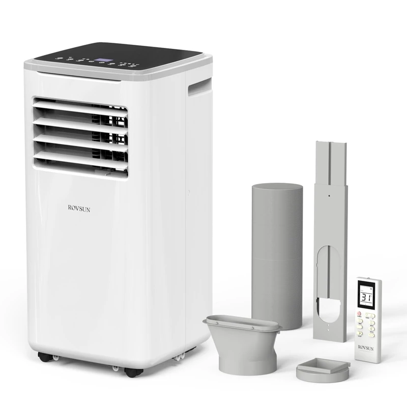 ROVSUN Portable Air Conditioner with Heat, 9000 BTU Air Conditioning Unit, 4-in-1 WiFi Portable AC with Dehumidifier, Fan, Sleep Mode, Remote Control, 1-24H Timer, Window Kit for Bedroom Home Office
