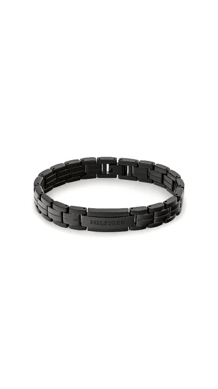Tommy Hilfiger Men's Black-Tone Stainless Steel Link Bracelet