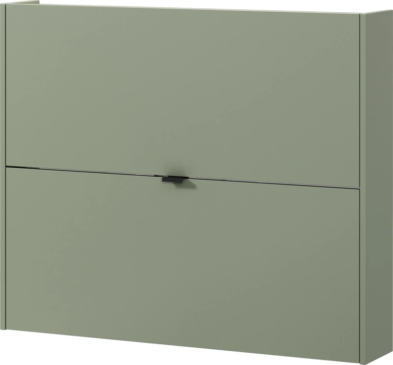 Germania Shoe cabinet 1368-629 GW-Ameca, in Taupe green/Oak, low depth - ideal for narrow hallways, 100 x 83 x 18 cm (WxHxD)