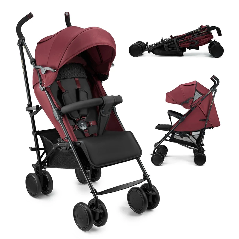 Kinderkraft Stroller Siesta 2 up to 22 kg, Lightweight, only 7.9 kg, Umbrella fold, Lie-Flat Position, Adjustable footrest, Breathable Canopy with mesh and Peekaboo Window, Compact, Red