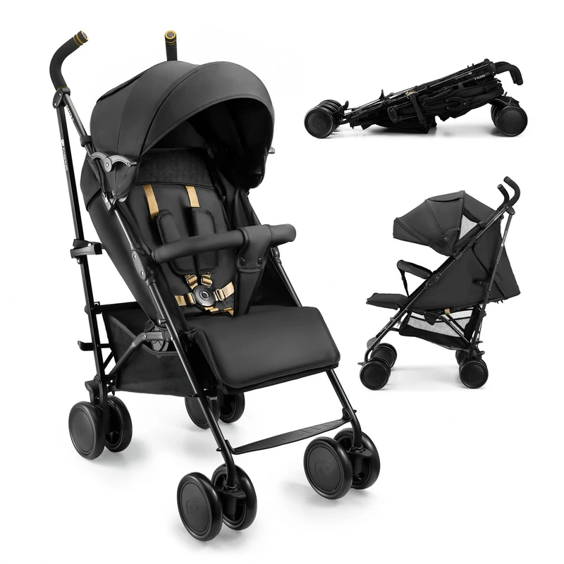 Kinderkraft Stroller Siesta 2 up to 22 kg, Lightweight, only 7.9 kg, Umbrella fold, Lie-Flat Position, Adjustable footrest, Breathable Canopy with mesh and Peekaboo Window, Compact, Black