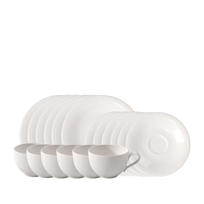 Like. by Villeroy & Boch – Essential Coffee Set, 18 Pieces, White, Dishwasher-Safe & Microwave-Safe, Clear Shapes for Stylish Coffee Moments, Premium Porcelain - Image 1