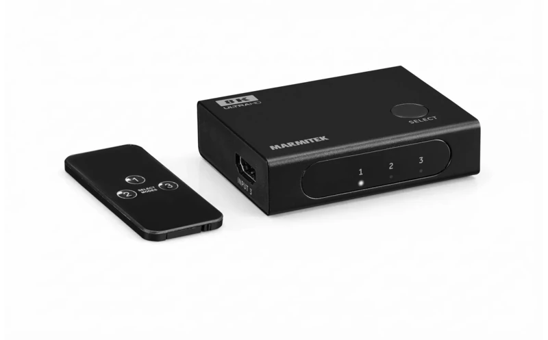 Marmitek Connect 730 - HDMI 2.1 Switch, 3 Port Switch, 8K 60Hz, 4K 120Hz 144Hz 165Hz, 48 Gbps, Auto Switching, VRR, ALLM, DSC, for PS5 Xbox Monitor