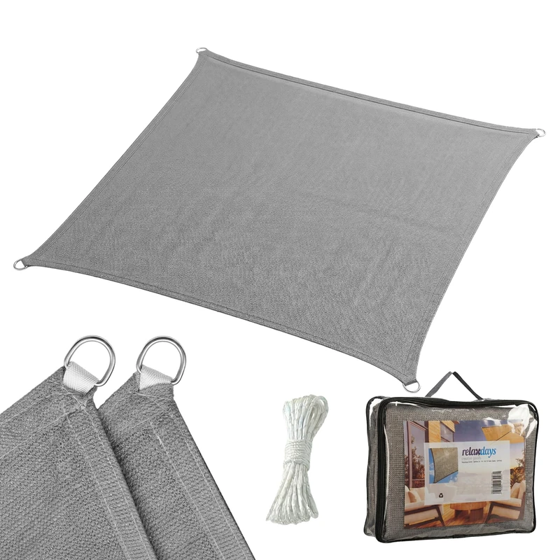 Relaxdays Shade Sail, HDPE, breathable, garden & balcony, with eyelets & tension ropes, sizes & colours