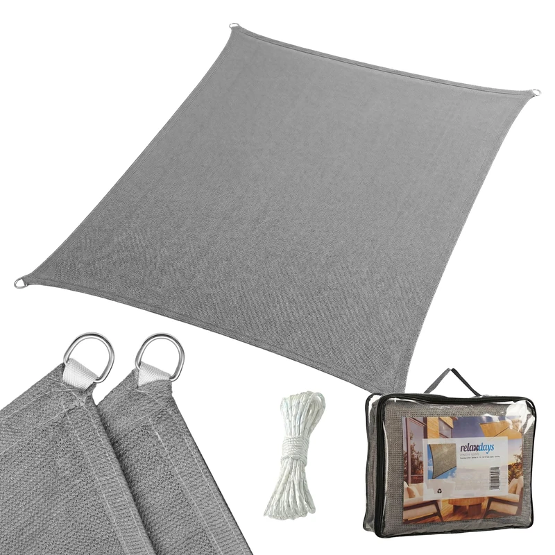 Relaxdays Shade Sail, HDPE, breathable, garden & balcony, with eyelets & tension ropes, sizes & colours