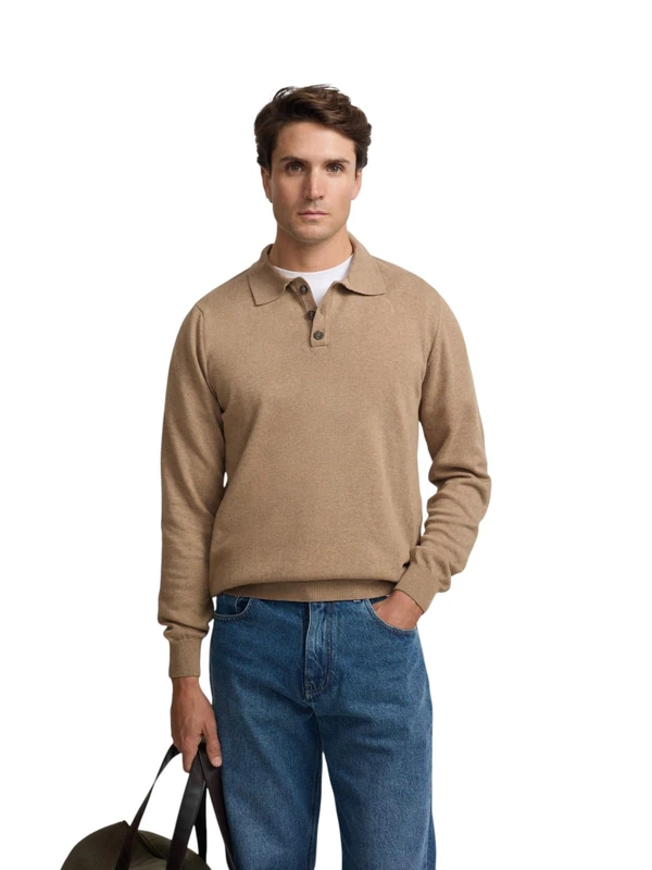SILBON Polo Neck Sweater, Beige, XXL/3XL - Image 1