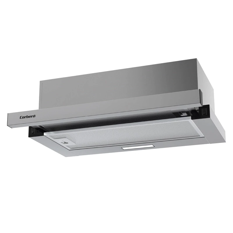 Corberó - Telescopic Cooker Hood 60 cm | VINSON636X | 387.6 m3/h | 58 dB | 36.5 W | LED Lighting | Aluminium and Carbon Filters | Stainless Steel