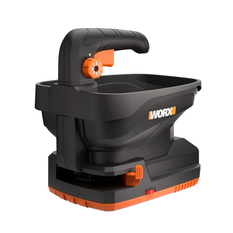 WORX 20V Seed & Fertiliser Spreader WG869E.9, 5m Spread Width, 3.3L Hopper, Covers 550m² per Charge, 9 Flow Settings, Edge Control, Lightweight, PowerShare, Tool Only