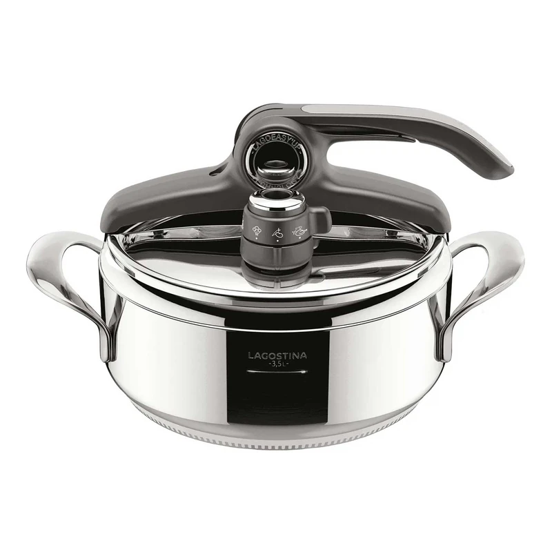 Lagostina Diva Pressure Cooker 3.5 L Stainless Steel with Basket Included with Lagofusion® Base and 2-Pressure Valve, Induction Compatible - Image 1