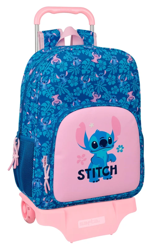 STITCH LILO - School Backpack with Trolley Safta 905, Ideal for Children of Different Ages, Comfortable and Versatile, Quality and Resistance, 33 x 14 x 42 cm