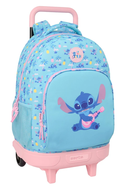 STITCH WAVES - Large Backpack with Wheels, Compact, Removable, Ideal for Children of Different Ages, Comfortable and Versatile, Quality and Resistance, 33 x 22 x 45 cm