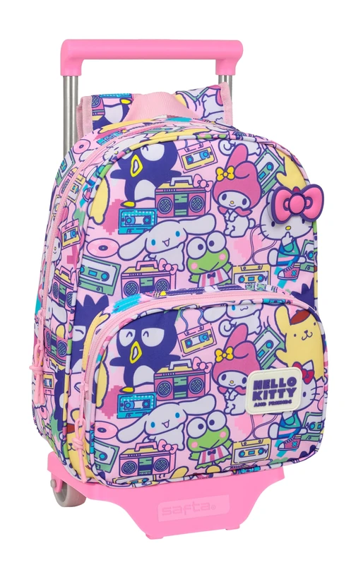 HELLO KITTY & FRIENDS – Children's Backpack with Trolley Safta 705, Ideal for Children of Different Ages, Comfortable and Versatile, Quality and Resistance, 26 x 11 x 34 cm