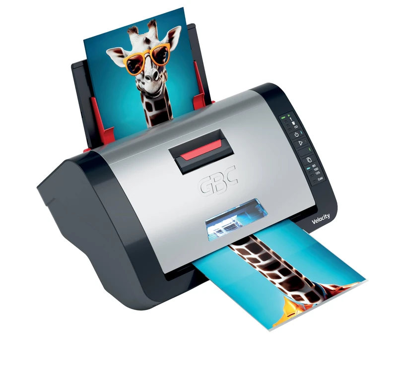 GBC Velocity Automatic A4 Laminator - Desk-Friendly A4 Laminator Machine With Auto Align and Trim, Fast Warmup and Cycle, and Versatile Film Options- Includes 80-Micron Starter Roll-42.5 x 23.5 x 34cm - Image 1