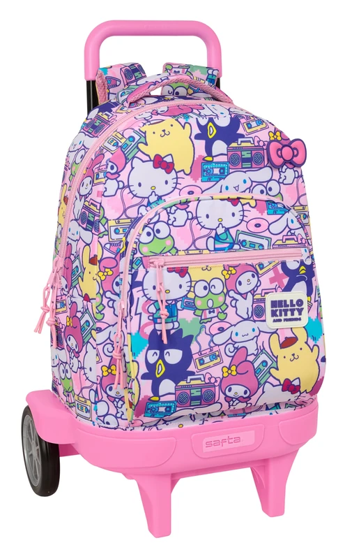 HELLO KITTY & FRIENDS – Large Backpack with Wheels, Compact Evolution, Removable, Ideal for Children of Different Ages, Comfortable and Versatile, Quality and Resistance, 33 x 22 x 45 cm
