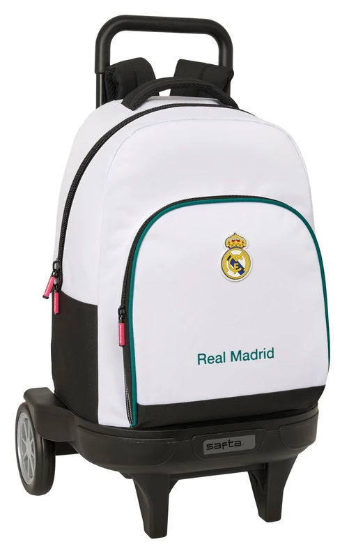 Real Madrid Equipment 26/27 – Large Backpack with Wheels, Compact Evolution, Removable, Ideal for Children of Different Ages, Comfortable and Versatile, Quality and Resistance, 33 x 22 x 45 cm