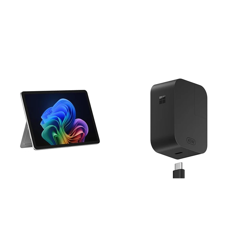 Microsoft Surface Pro | Copilot+ PC | 12” LCD Touchscreen | Snapdragon® X Plus | 16GB Memory | 256GB SSD | Platinum + 45W USB-C Wall Charger – Essentials-Bundle