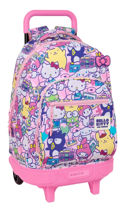 Hello Kitty & Friends - Large Backpack with Wheels, Compact, Removable, Ideal for Children of Different Ages, Comfortable and Versatile, Quality and Resistance, 33 x 22 x 45 cm