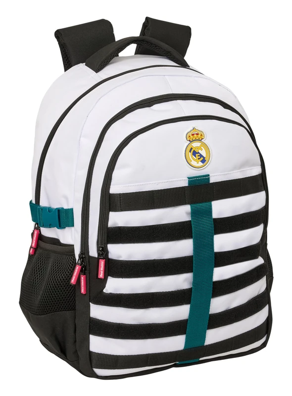 Real Madrid EQUIPACIÓN 26/27 - Double Cross Backpack, for Daily Use, Ideal for Children of Different Ages, Comfortable and Versatile, Quality and Resistance, 34 x 15 x 46 cm