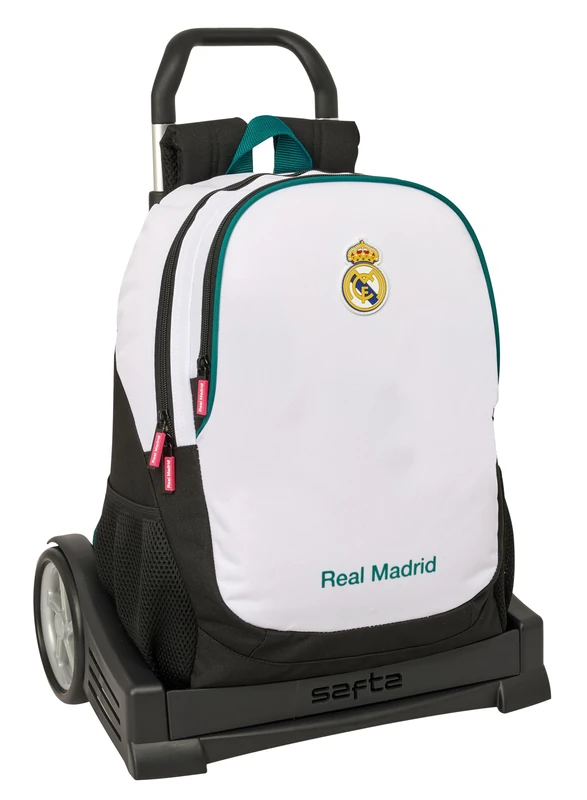 Real Madrid EQUIPACIÓN 26/27 – School Backpack, Ergonomic Back, with Safta Evolution Trolley, Ideal for Children of Different Ages, Comfortable and Versatile, Quality and Resistance, 32 x 16 x 44 cm