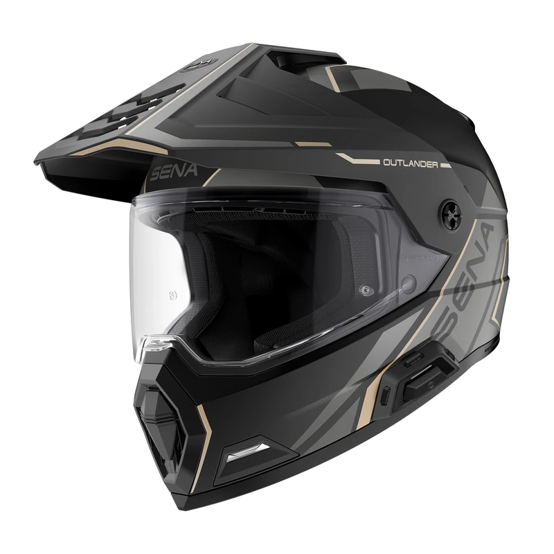 Sena OUTLANDER Dual Sport Bluetooth Smart Motorcycle Helmet with Sound by Harman Kardon, and Mesh and Wave Intercom Communication (Matte Black, XL)