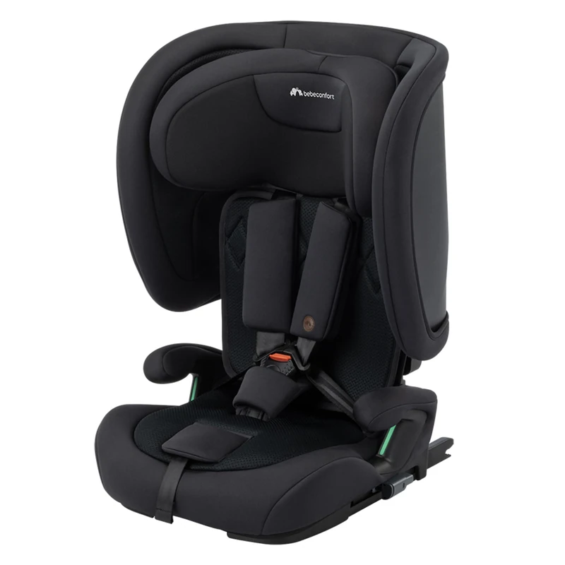 Bebeconfort Ever & Go i-Size, Evolutive Car Seat, 15 Months - 12 Years, 76-150 cm, ISOFIX Foldable Travel Car Seat, Compact & Lightweight (6kg), 15 Headrest Positions, Full Black