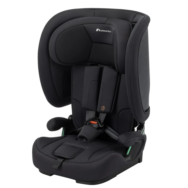 Bebeconfort Ever & Go i-Safe, Evolutive Car Seat, 15 Months - 12 Years, 76-150 cm, Foldable Travel Car Seat, Compact & Lightweight (4.9kg), 15 Headrest Positions, Full Black