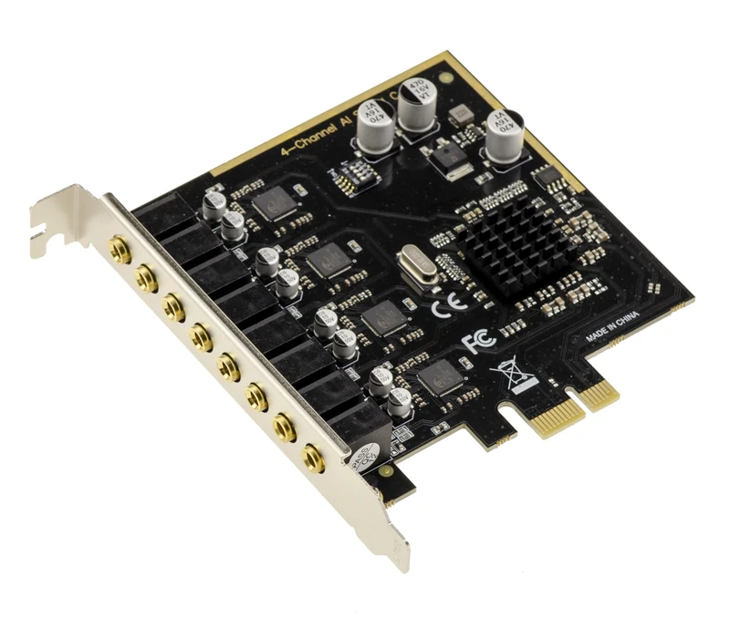 KALEA-INFORMATIQUE CM6646 4-Channel HD PCIe Sound Card with Independent Input and Output for Simultaneous Recording or Playback, 44 to 192kHz and 16/24/32 Bit DAC/ADC, AI Noise Cancelling
