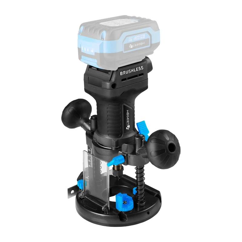 HÖGERT TECHNIK Brushless Battery Vertical Milling Machine 18 V 3 in 1 Edge Milling Machine Polisher Straight Milling Machine 8000-26000 RPM 55 mm Milling Depth 6 mm LED Clamp OneAccuSystem