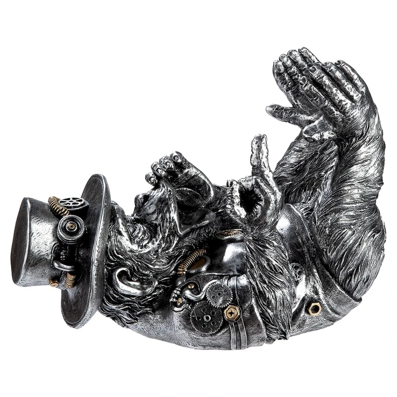Casablanca Steampunk Monkey Bottle Holder Made of Resin Antique Finish Silver Monkey Height 20.5 cm x Width 27.5 cm - Image 1