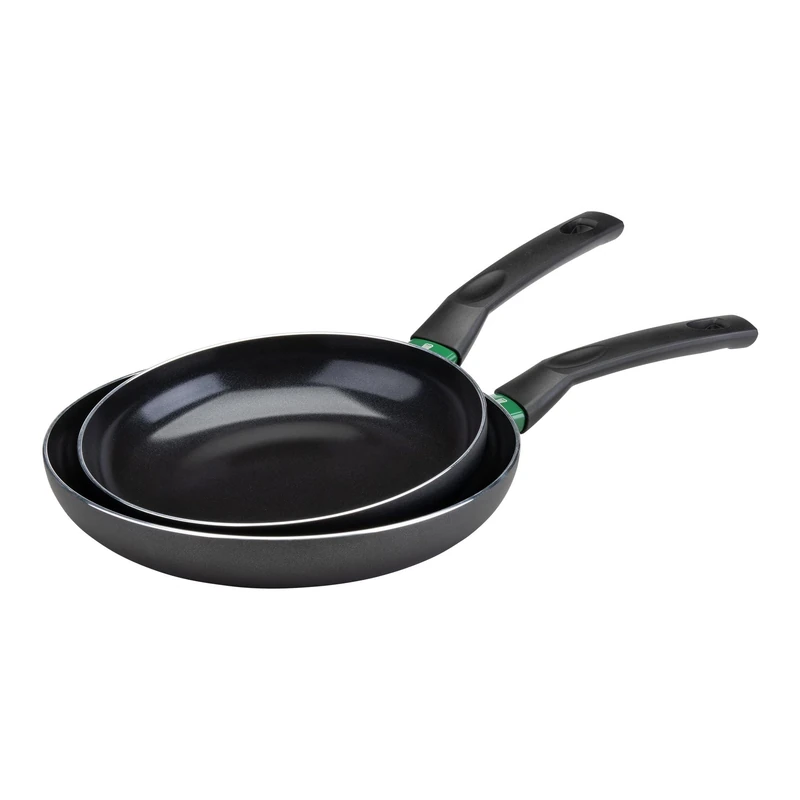 Fackelmann Chefkoch Bielefeld Ceramic Pans Diameter 24 and 28 cm PFAS-Free Non-Stick Coating Suitable for All Hobs Including Induction Oven Safe up to 150 °C Black Set of 2