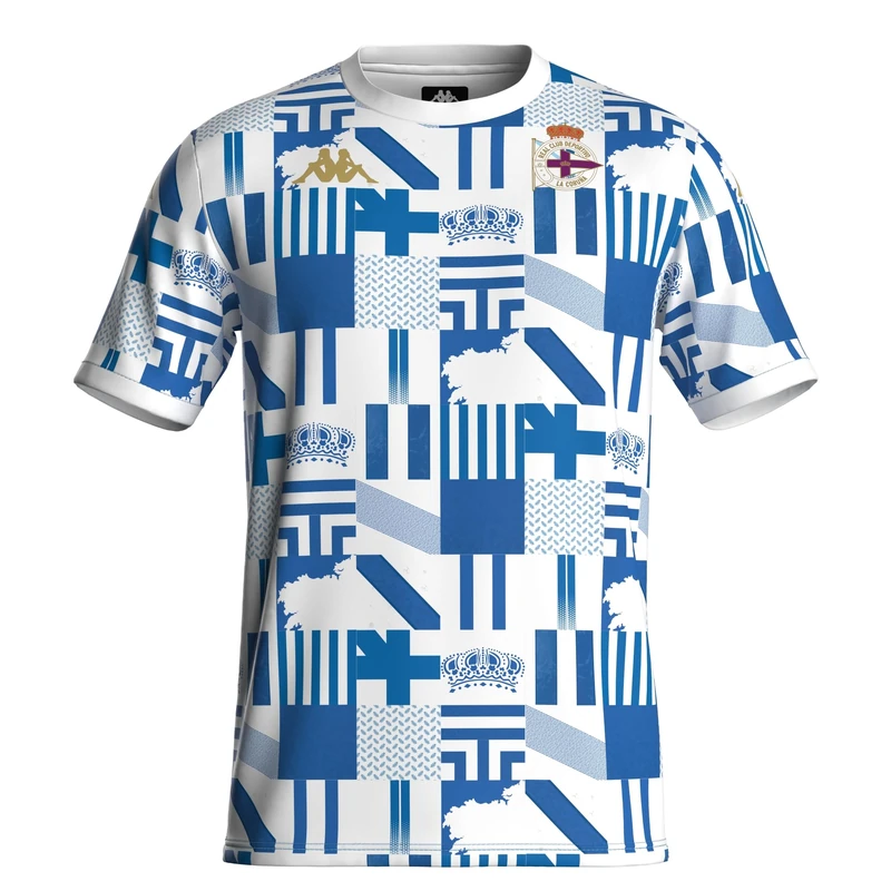 Kappa AMIROMS Sports Shirt – 100% Polyester – Regular Fit, Short Sleeve and Round Neck – Sporty Style Design, White and Blue, Size 6Y