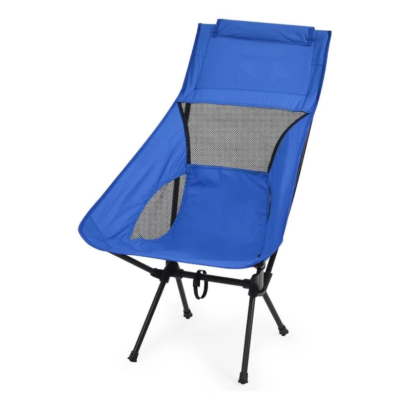 HomlyPro High Back Camping Chair with Wide Feet & Carry Bag, Pack of 2 - Ultra Lightweight & Compact Foldable Chair for Adults, Ideal for Beach, Garden, Picnic, Fishing & Travel (Blue)