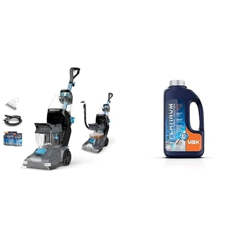 Vax SpinScrub Power Carpet Cleaner Machine with Platinum Antibacterial 1.5L Cleaning Solution, Upright Deep Cleaner for Carpets, Upholstery & Stairs, Pet Stain & Odour Removal Bundle