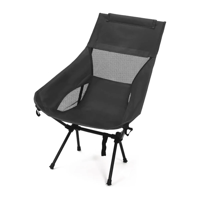 HomlyPro High Back Camping Chair with Wide Feet & Carry Bag, Pack of 2 - Ultra Lightweight & Compact Foldable Chair for Adults, Ideal for Beach, Garden, Picnic, Fishing & Travel (Black)